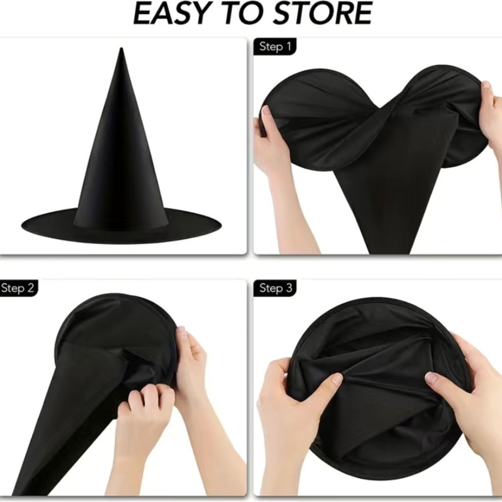 Set of 5 Halloween Black Witch Hat Fall Festival Octoberfest Party Costume - Picture 5 of 8